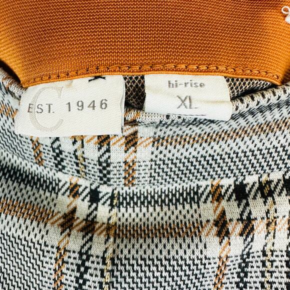 Cato Womans Sz XL Wide Leg Pants Plaid Pull On Comfort Stretch Tan Brown - Picture 6 of 8